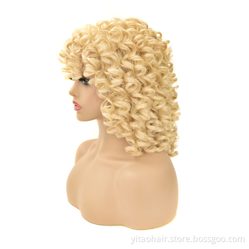 Hot Style golden Short African  Curly Wig Full Lace Human Hair Wig
